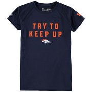 Add Denver Broncos Under Armour Girls Try To Keep Up Tech T-Shirt - Navy To Your NFL Collection