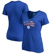 Add Pittsburgh Steelers NFL Pro Line by Fanatics Branded Women's Banner Wave Plus Size V-Neck T-Shirt - Royal To Your NFL Collection