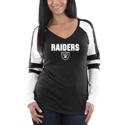 Add Oakland Raiders Majestic Women's Coin Toss Long Sleeve T-Shirt - Black/White To Your NFL Collection