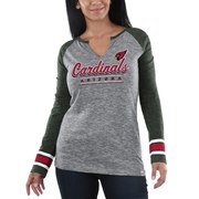 Add Arizona Cardinals Majestic Women's Lead Play Long Sleeve V-Notch T-Shirt - Heathered Gray/Charcoal To Your NFL Collection