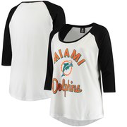 Add Miami Dolphins 5th & Ocean by New Era Women's Plus Size 3/4-Sleeve Raglan T-Shirt - White/Black To Your NFL Collection