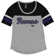 Add Baltimore Ravens Girls Youth Fan-Tastic Short Sleeve T-Shirt - Heathered Gray/Black To Your NFL Collection