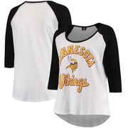 Add Minnesota Vikings 5th & Ocean by New Era Women's Plus Size 3/4-Sleeve Raglan T-Shirt - White/Black To Your NFL Collection