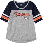 Add Denver Broncos Girls Youth Fan-Tastic Short Sleeve T-Shirt - Heathered Gray/Navy To Your NFL Collection