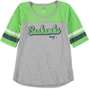 Add Seattle Seahawks Girls Youth Fan-Tastic Short Sleeve T-Shirt - Heathered Gray/Neon Green To Your NFL Collection