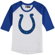 Add Indianapolis Colts 5th & Ocean by New Era Girls Youth 3/4-Sleeve Raglan T-Shirt - White/Royal To Your NFL Collection