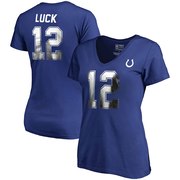 Add Andrew Luck Indianapolis Colts NFL Pro Line by Fanatics Branded Women's Authentic Foil Stack Name & Number V-Neck T-Shirt - Royal To Your NFL Collection