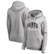 Add New Orleans Saints NFL Pro Line by Fanatics Branded Women's Victory Script Plus Size Pullover Hoodie - Heathered Gray To Your NFL Collection