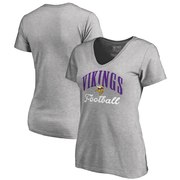 Add Minnesota Vikings NFL Pro Line by Fanatics Branded Women's Victory Script Plus Size V-Neck T-Shirt - Heathered Gray To Your NFL Collection