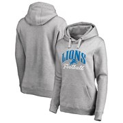 Add Detroit Lions NFL Pro Line by Fanatics Branded Women's Victory Script Plus Size Pullover Hoodie - Heathered Gray To Your NFL Collection