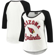 Add Arizona Cardinals 5th & Ocean by New Era Women's Plus Size 3/4-Sleeve Raglan T-Shirt - White/Black To Your NFL Collection