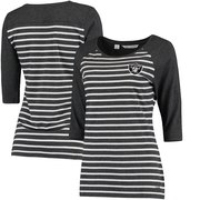 Add Oakland Raiders Cutter & Buck Women's Revel Stripe Three-Quarter Sleeve T-Shirt - Heathered Charcoal To Your NFL Collection