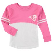 Add Los Angeles Rams 5th & Ocean by New Era Girls Youth Varsity Crew Long Sleeve T-Shirt – White/Pink To Your NFL Collection