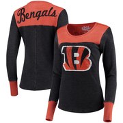 Add Cincinnati Bengals Touch by Alyssa Milano Women's Blindside Long Sleeve Tri-Blend Thermal T-Shirt - Black/Orange To Your NFL Collection