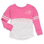 Add Carolina Panthers 5th & Ocean by New Era Girls Youth Varsity Crew Long Sleeve T-Shirt – White/Pink To Your NFL Collection