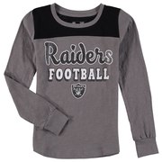 Add Oakland Raiders 5th & Ocean by New Era Girls Youth Glitter Football Long Sleeve T-Shirt – Gray To Your NFL Collection