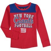 Add New York Giants 5th & Ocean by New Era Girls Youth Glitter Football Long Sleeve T-Shirt – Red To Your NFL Collection