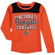 Add Cincinnati Bengals 5th & Ocean by New Era Girls Youth Glitter Football Long Sleeve T-Shirt – Orange To Your NFL Collection