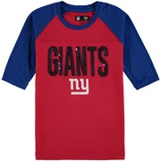 Add New York Giants 5th & Ocean by New Era Girls Youth Sequin 3/4 Sleeve Raglan T-Shirt – Red To Your NFL Collection