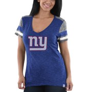 Add New York Giants Majestic Women's Classic Moment T-Shirt - Heathered Royal/Heathered Gray To Your NFL Collection