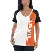 Add Cincinnati Bengals Majestic Women's The Highlight V-Neck T-Shirt - White/Black To Your NFL Collection