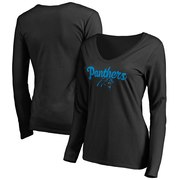 Add Carolina Panthers NFL Pro Line Women's Freehand V-Neck Long Sleeve T-Shirt - Black To Your NFL Collection
