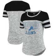 Add Detroit Lions 5th & Ocean by New Era Women's Novelty Space Dye Logo Scoop Neck T-Shirt - Black To Your NFL Collection