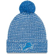 Add Detroit Lions New Era Women's Frosty Cuff Pom Knit Hat – Blue To Your NFL Collection