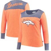 Add Denver Broncos Touch by Alyssa Milano Women's Plus Size Blindside Tri-Blend Long Sleeve Thermal T-Shirt - Orange/Navy To Your NFL Collection