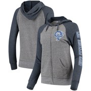 Add Los Angeles Rams 5th & Ocean by New Era Women's Fleece Tri-Blend Raglan Sleeve Full-Zip Hoodie - Heathered Gray/Navy To Your NFL Collection