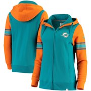 Add Miami Dolphins NFL Pro Line by Fanatics Branded Women's Iconic Fleece Full-Zip Hoodie – Aqua/Orange To Your NFL Collection