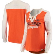 Add Cincinnati Bengals NFL Pro Line by Fanatics Branded Women's True Classics Lace Up Long Sleeve T-Shirt – Orange/Cream To Your NFL Collection