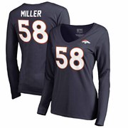 Add Von Miller Denver Broncos NFL Pro Line by Fanatics Branded Women's Authentic Stack Name & Number Long Sleeve V-Neck T-Shirt - Navy To Your NFL Collection