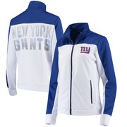 Add New York Giants G-III 4Her by Carl Banks Women's Playmaker Full-Zip Track Jacket - White/Royal To Your NFL Collection