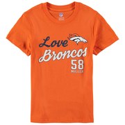 Add Von Miller Denver Broncos Girls Youth Glitter Live Love Team Player Name & Number T-Shirt - Orange To Your NFL Collection