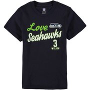 Add Russell Wilson Seattle Seahawks Girls Youth Glitter Live Love Team Player Name & Number T-Shirt - Navy To Your NFL Collection