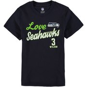 Add 12s Seattle Seahawks Girls Youth Glitter Live Love Team Player Name & Number T-Shirt - Navy To Your NFL Collection