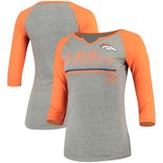 Add Von Miller Denver Broncos Women's Juniors Over the Line Player Name & Number Tri-Blend 3/4-Sleeve V-Notch T-Shirt - Heathered Gray/Orange To Your NFL Collection