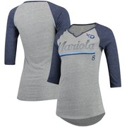 Add Marcus Mariota Tennessee Titans Women's Juniors Over the Line Player Name & Number Tri-Blend 3/4-Sleeve V-Notch T-Shirt - Heathered Gray/Navy To Your NFL Collection