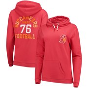 Add Tampa Bay Buccaneers Junk Food Women's Throwback Sunday Funnel Neck Pullover Hoodie – Red To Your NFL Collection