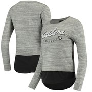 Add Oakland Raiders Women's Juniors Shirt Tail Layered Long Sleeve T-Shirt - Heathered Gray/Black To Your NFL Collection