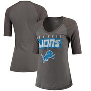 Add Detroit Lions Majestic Women's My Team Raglan Half-Sleeve T-Shirt - Charcoal/Heathered Gray To Your NFL Collection