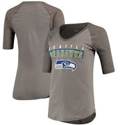 Add Seattle Seahawks Majestic Women's My Team Raglan Half-Sleeve T-Shirt - Charcoal/Heathered Gray To Your NFL Collection