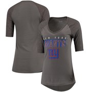 Add New York Giants Majestic Women's My Team Raglan Half-Sleeve T-Shirt - Charcoal/Heathered Gray To Your NFL Collection