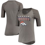 Add Denver Broncos Majestic Women's My Team Raglan Half-Sleeve T-Shirt - Charcoal/Heathered Gray To Your NFL Collection