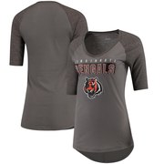 Add Cincinnati Bengals Majestic Women's My Team Raglan Half-Sleeve T-Shirt - Charcoal/Heathered Gray To Your NFL Collection