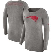 Add New England Patriots Nike Women's Cozy French Terry Crew Sweatshirt - Heathered Gray To Your NFL Collection