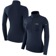 Add Seattle Seahawks Nike Women's Team Logo Half-Zip Pullover Jacket - College Navy To Your NFL Collection