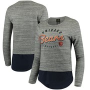 Add Chicago Bears Women's Juniors Shirt Tail Layered Long Sleeve T-Shirt - Heathered Gray/Navy To Your NFL Collection