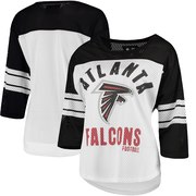 Order Atlanta Falcons G-III 4Her by Carl Banks Women's First Team Three-Quarter Sleeve Mesh T-Shirt - White/Black at low prices.